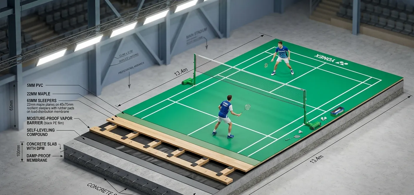 Structure of Badminton Court Flooring