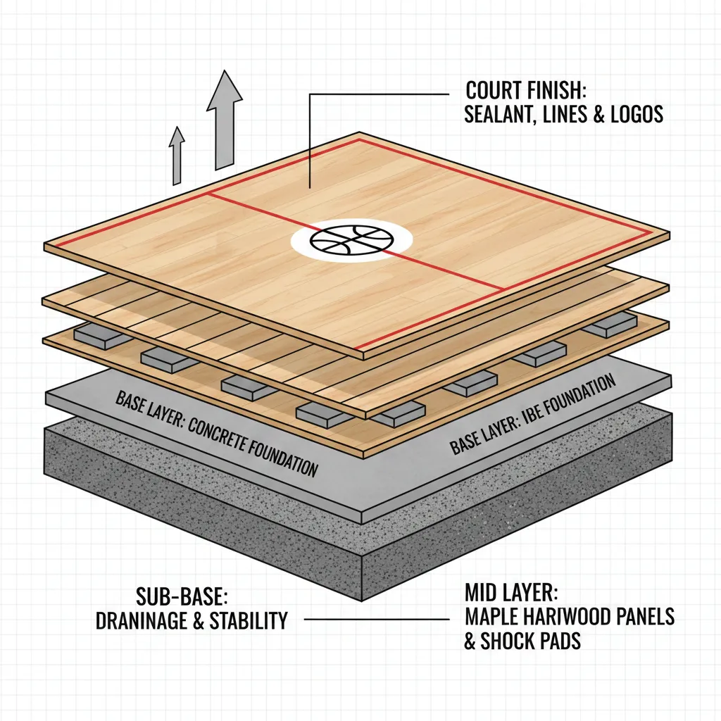Structure of Basketball Court Flooring
