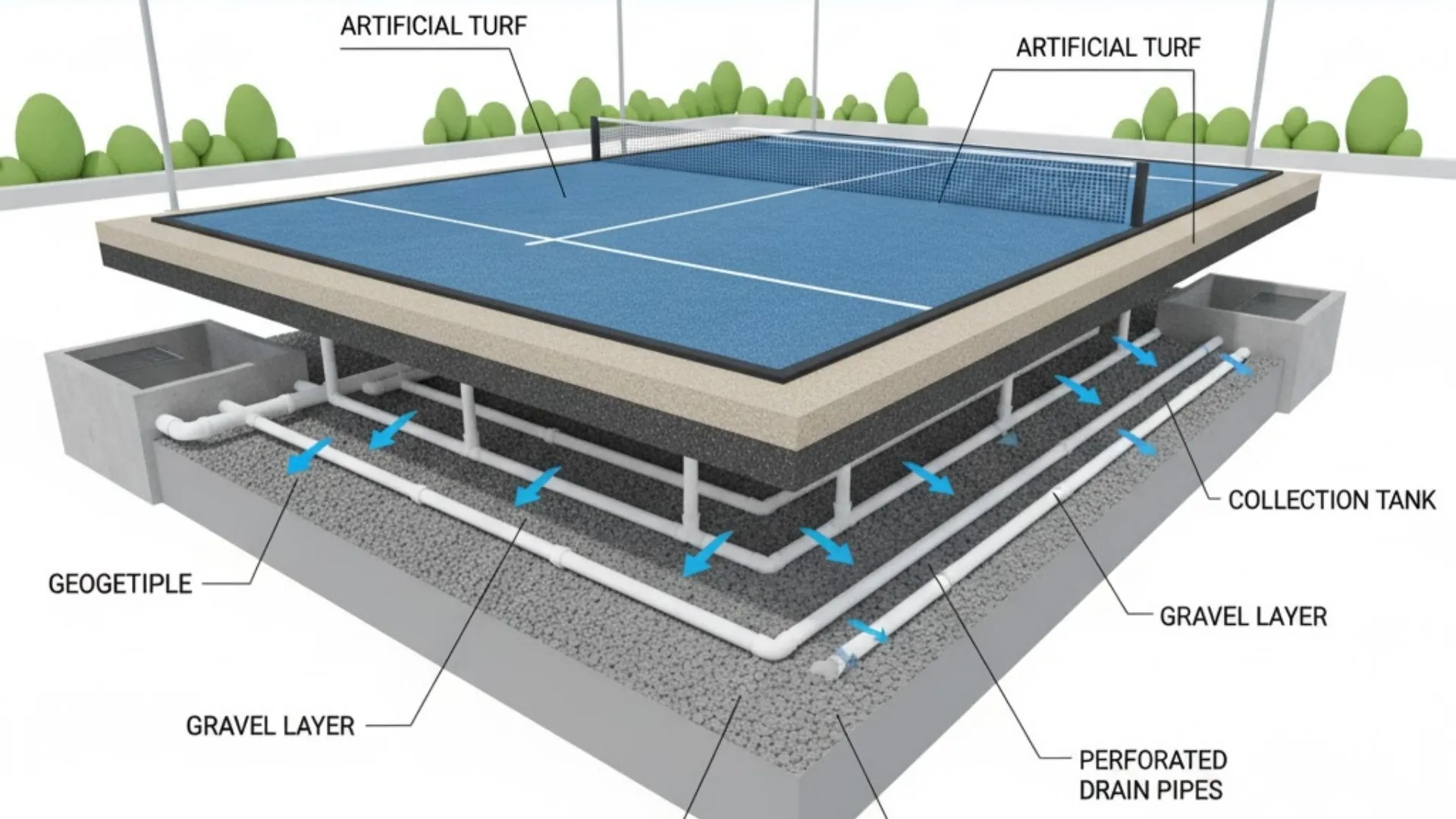Structure of Pickleball Court Flooring